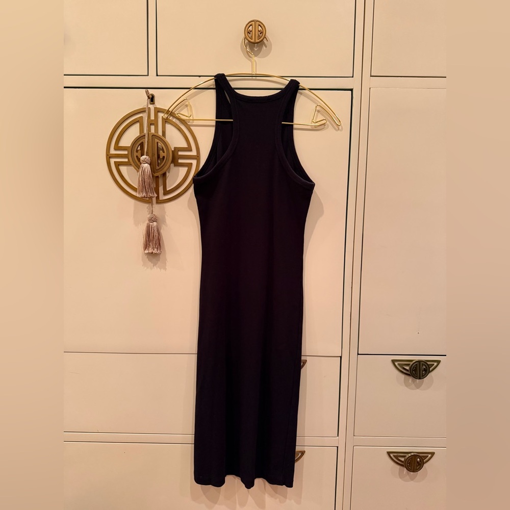 Zara Tank Dress Women S Black Ribbed Knit Round Neck Textured Bodycon Sleeveless - Picture 3 of 4